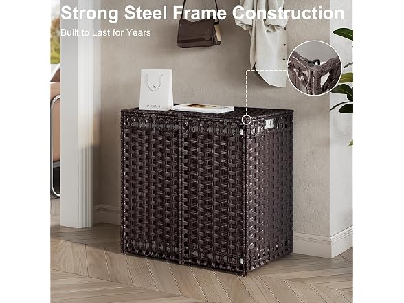 130L Foldable Laundry Hamper with Lid - Handwoven Rattan