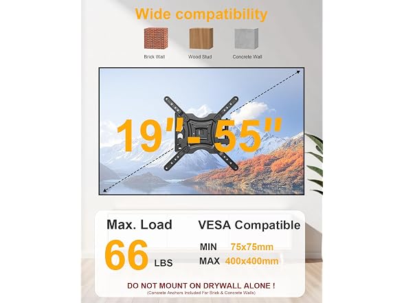 XVCAS Full Motion TV Wall Mount