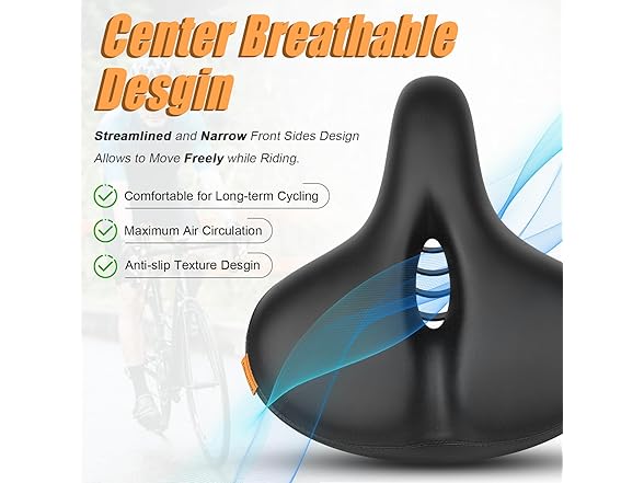 FitHeart Oversized Bike Seat, 350lb Cap