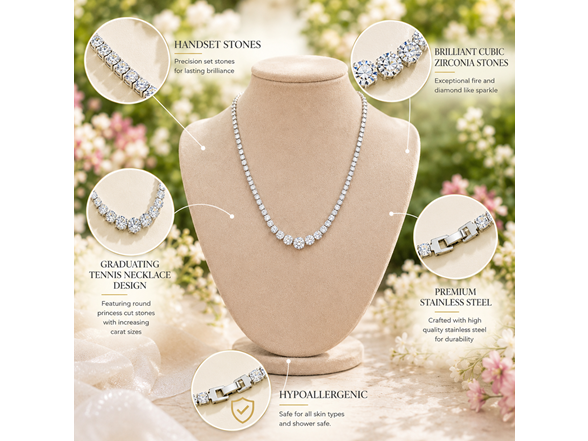 Graduating Tennis Necklace - Silver