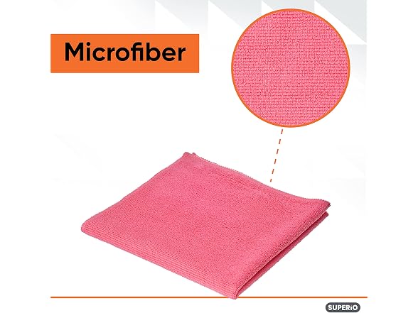 Superio Pink Microfiber Cleaning Cloth 24 Pack