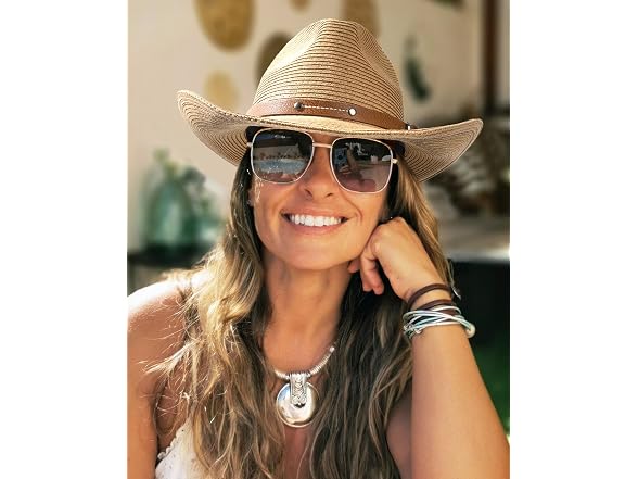 FURTALK Cowboy Sun Hat with Wind Lanyard
