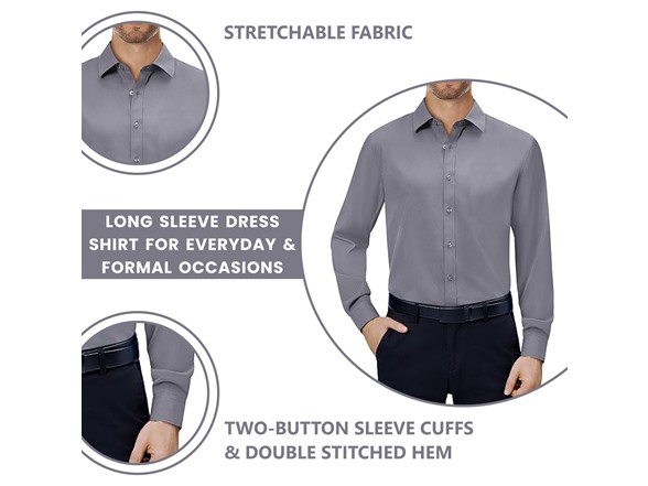 5Pk Mens L/S Stretch Dress Shirt