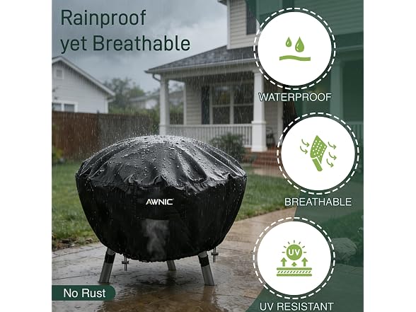 AWNIC 36"D x 20"H Round Fire Pit Cover  - Gallery 3