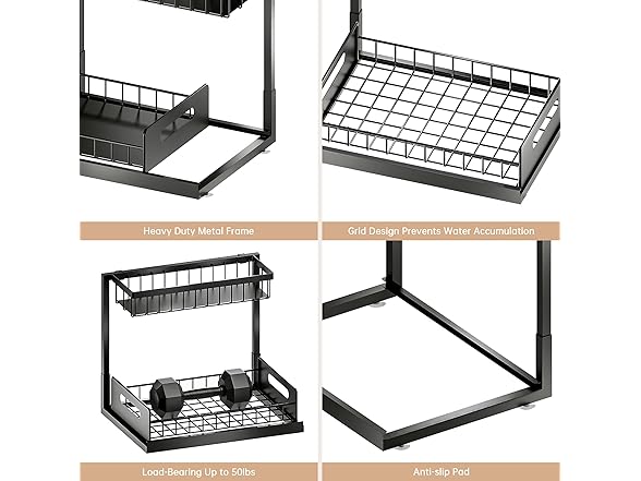 Under Sink Organizer and Storage 2 Pack Black