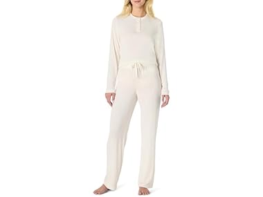$9.99, Was $29.90, 66% Off! AE Womens LS Henley PJ Set (Ivory) dealfomo