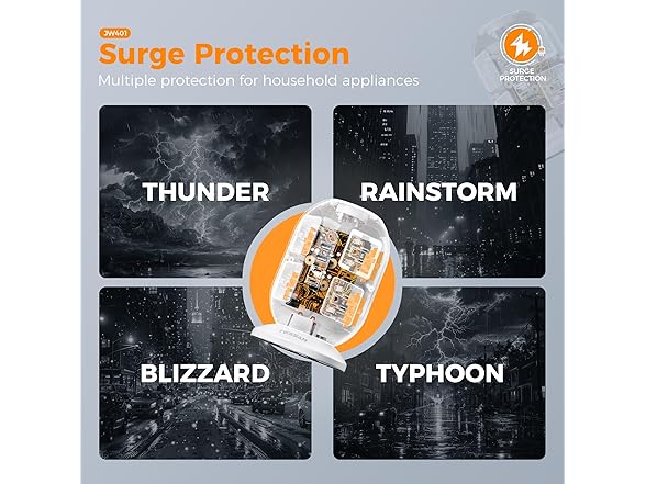 TESSAN 10ft Cord Power Tower (8 Outlets, 2 USB-C, 2 USB-A)