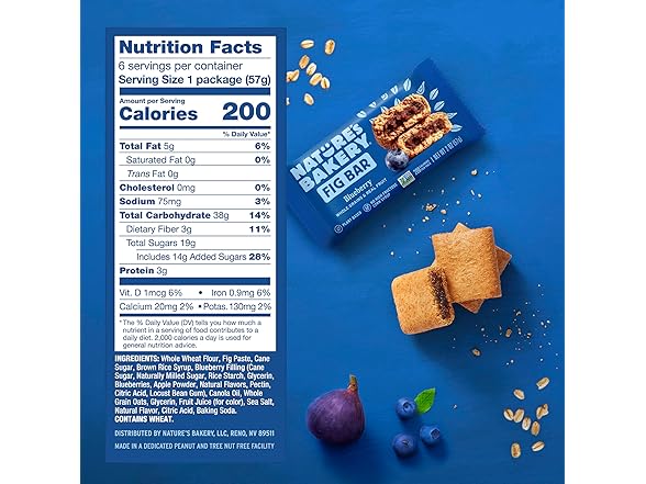 6CT Nature's Bakery Blueberry Fig Bars, 2 Oz