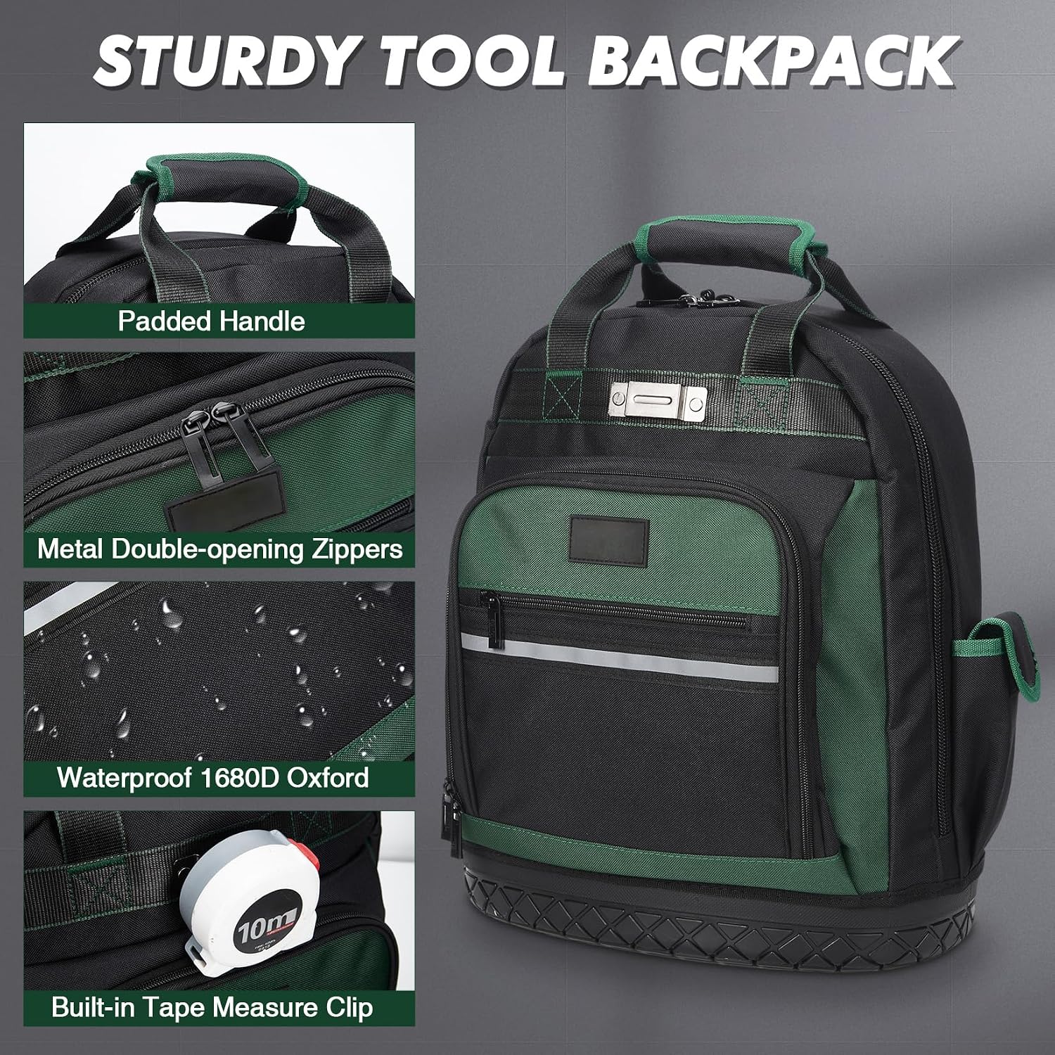 Heavy Duty Oxford Tool Backpack 17'' Curved Hard Base - Gallery 8