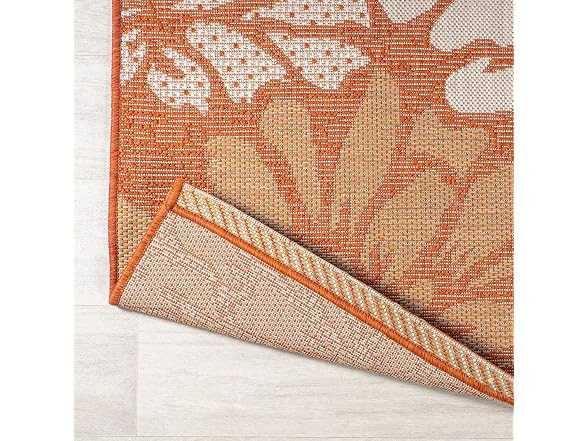 JONATHAN Y Floral Outdoor Rug 4x6 Orange