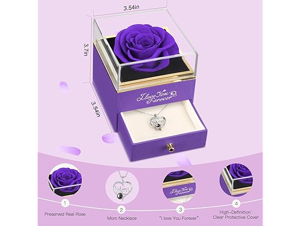 WILDLOVE Preserved Real Purple Rose