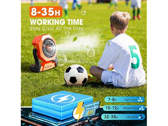 AUSIC Portable Misting Camping Fan, 8"