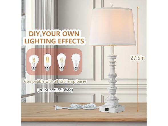 Farmhouse Table Lamps, Set of 2