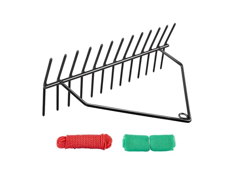 YIVIKPE 16" Aquatic Weed Rake w/30ft Rope