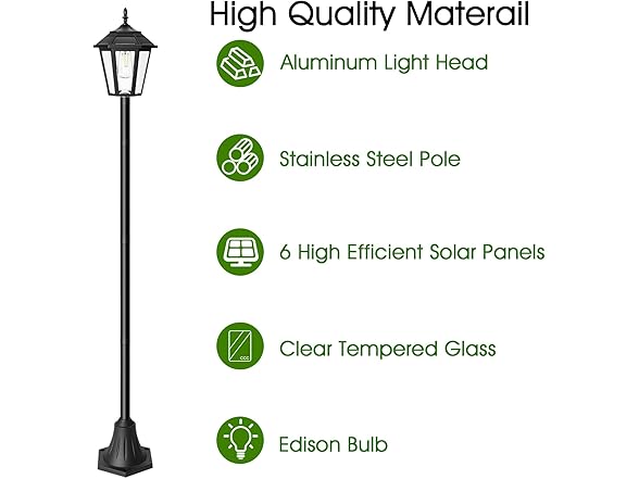 Metal Solar Lamp Post Light 2 Pack