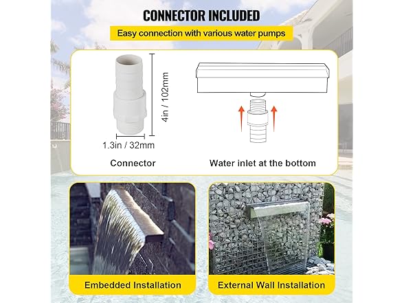VEVOR Stainless Steel Pool Waterfall