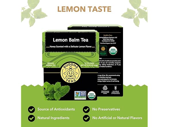 18CT Buddha Teas Organic Lemon Balm - OU Kosher