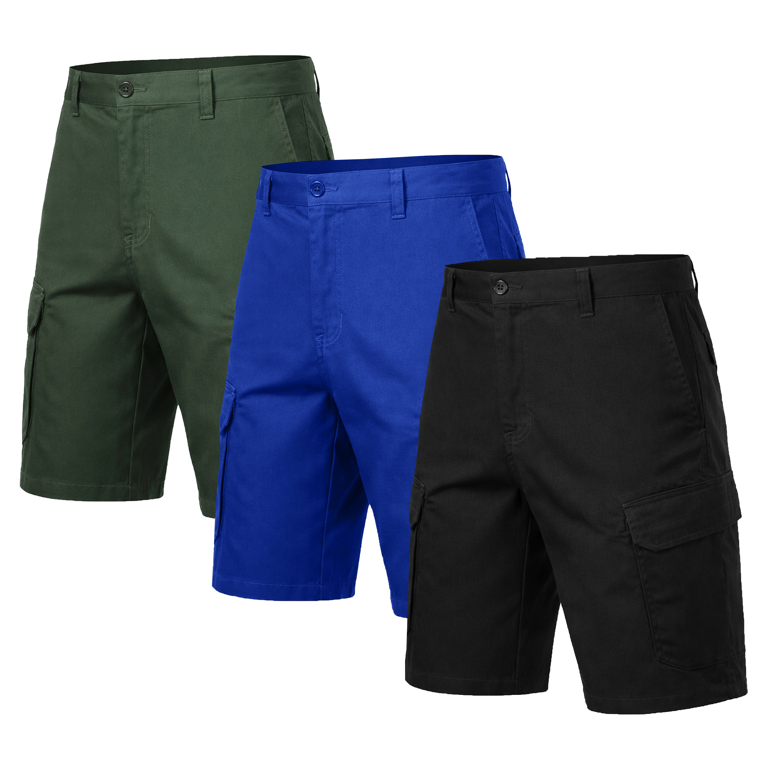 3Pk Mens Cotton Stretch Cargo Shorts - Gallery 13