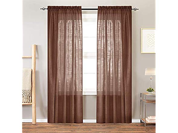 Linen Look Sheer Window Curtains