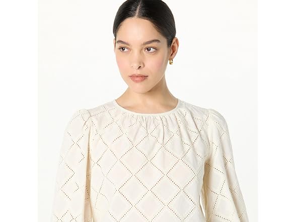 The Drop Women Ariel Eyelet Popover Blouse