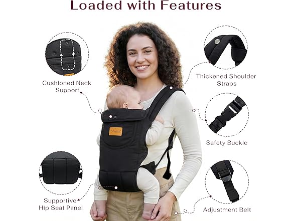 Shiaon Baby Carrier Newborn to Toddler, Black
