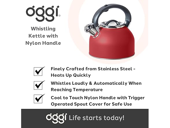 OGGI Tea Kettle for Stove Top - 64oz / 1.9lt