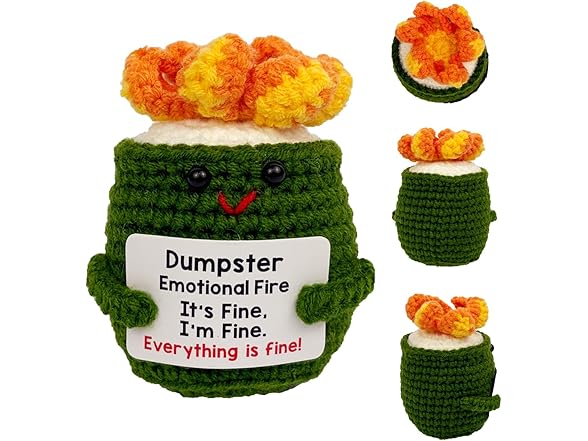 HOOYee Positive Crochet Dumpster Fire Desk