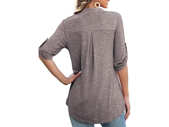 Othyroce Women (3X) Tunic Tops Roll Sleeve Shirts
