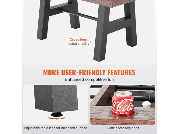 Foosball Table, 55 inch Standard Size Foosball