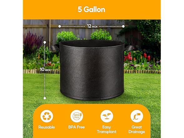 Simple Deluxe Grow Bags 5 Gallon 10 Pack