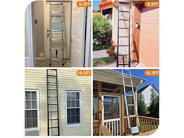 SPIEEK Telescoping Ladder for RV & Attic, 6.5FT Aluminum Extension Ladder with Dual Locking Mechanism, Max Load 330lbs, Compact Foldable Ladder for Roof, Home, Travel Trailer & Multi-Surface Use (Open Box)