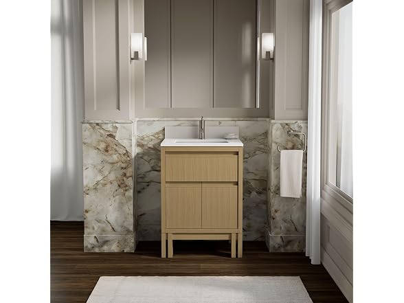 Kohler 24" Bathroom Vanity Cabinet with Sink Quartz Top, Oak