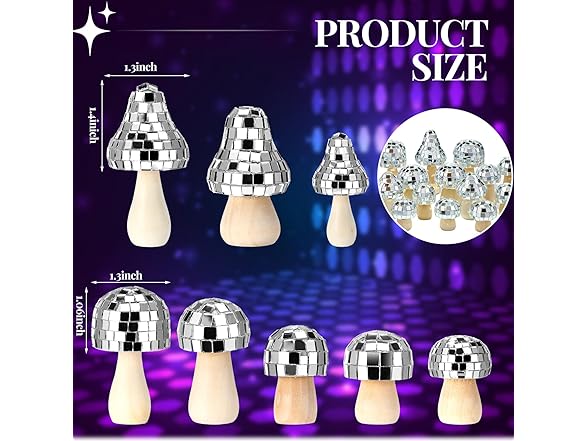 20 Pcs Mushroom Party Disco Balls