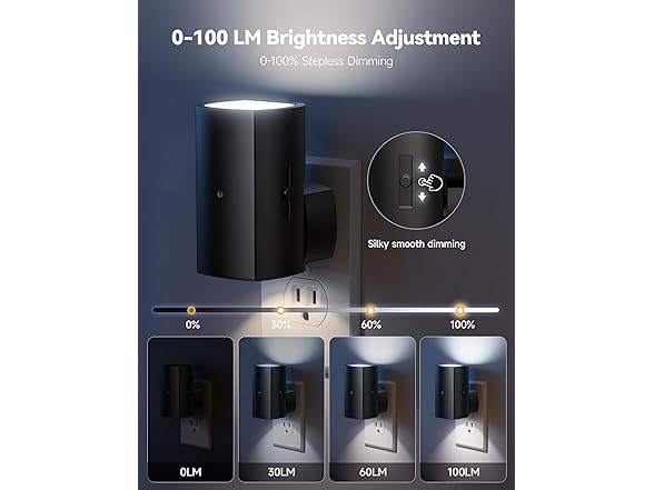 Brightown 2 Pack Black Night Lights Plug