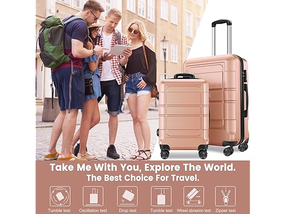 Axidou Spinner Luggage Set (20", 24", 28"), PC+ABS Shelled