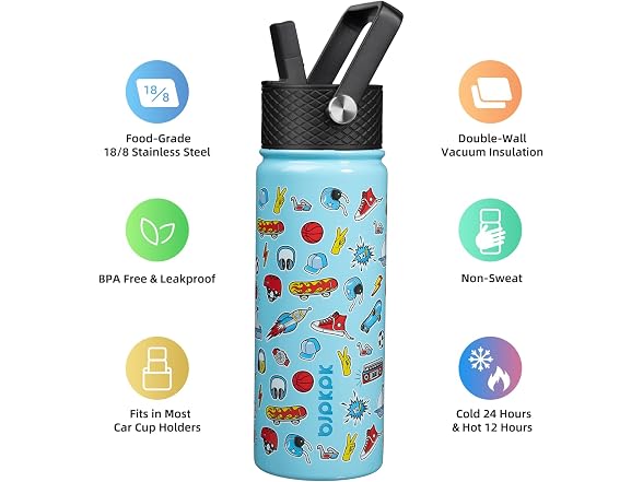 BJPKPK Insulated Water Bottle, 18oz Playground