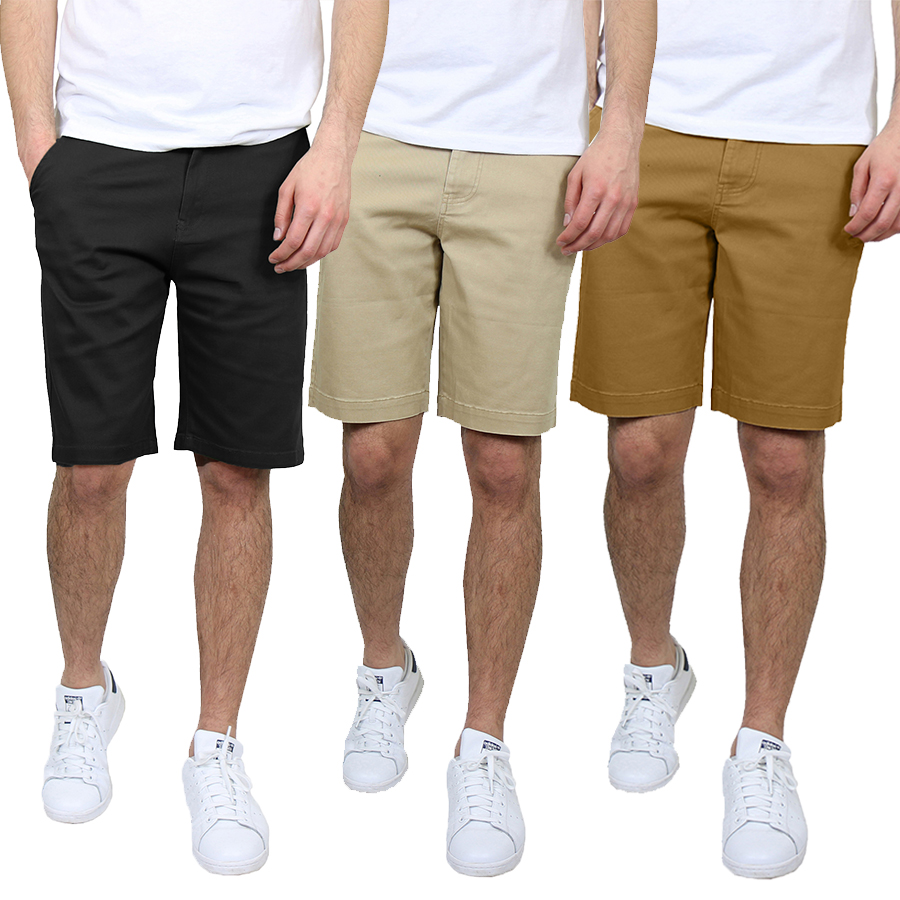 3Pk Mens Cotton Stretch Chino Shorts (30-42) - Gallery 18