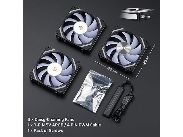 LTC 120mm Case Fan, ARGB, Black