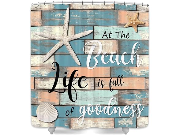 JAWO Beach Theme Stall Shower Curtain, Rustic