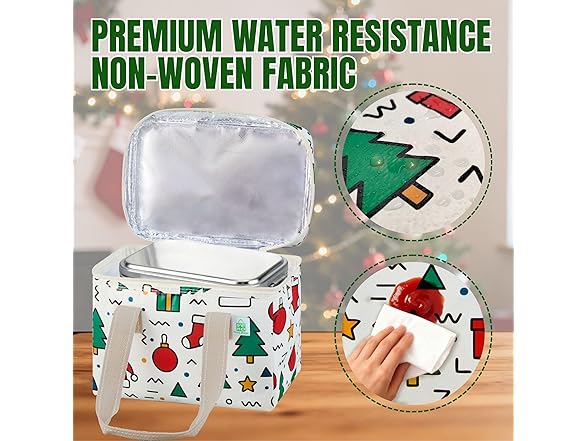 Veno ILB-0004 2 Pack Christmas Insulated Lunch Bag