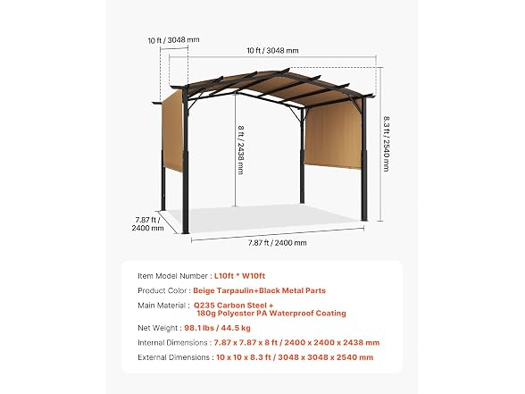 10 x 10 ft Outdoor Pergola