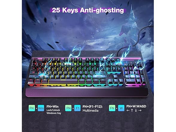 TECKNET Wired Gaming Keyboard | Full Size