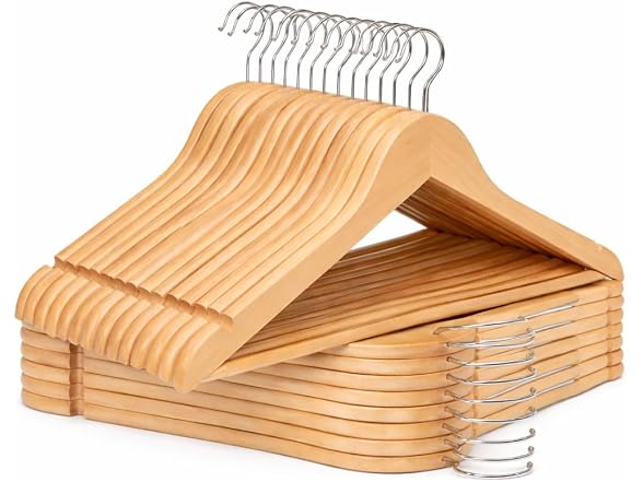 CROS Natural Wood Hangers Set of 20 