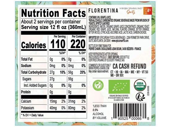 4 Pk Florentina Organic Non-Alcoholic Spritz + Bellini