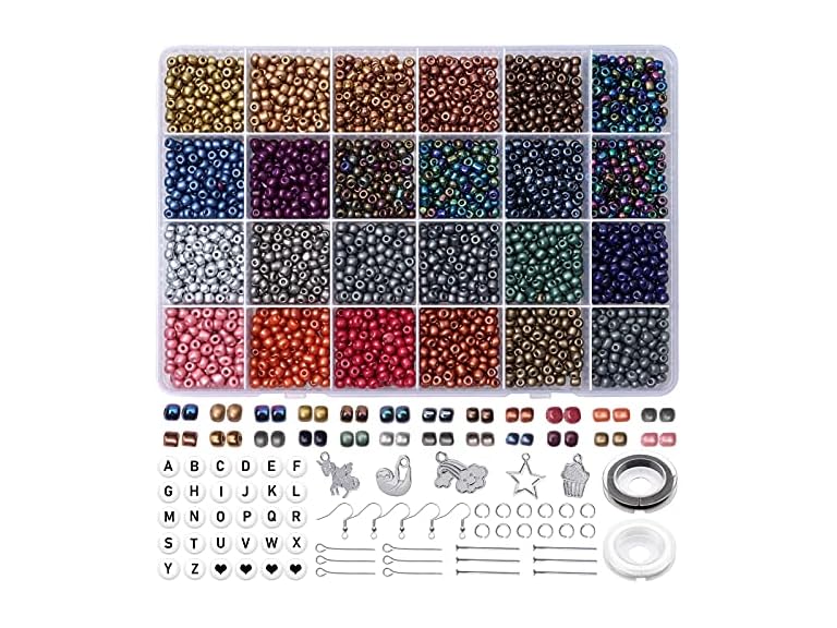 FEEIN 4mm 6/0 Glass Seed Beads Letter Beads for a
