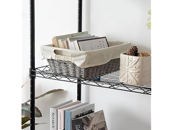 Sukkiri Homu Wicker Storage Basket with Handles, 2-Pack Grey