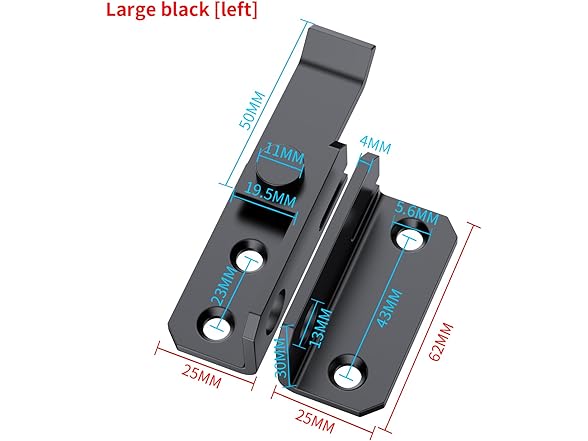 Door Flip Latch Slide Bolt Black-L
