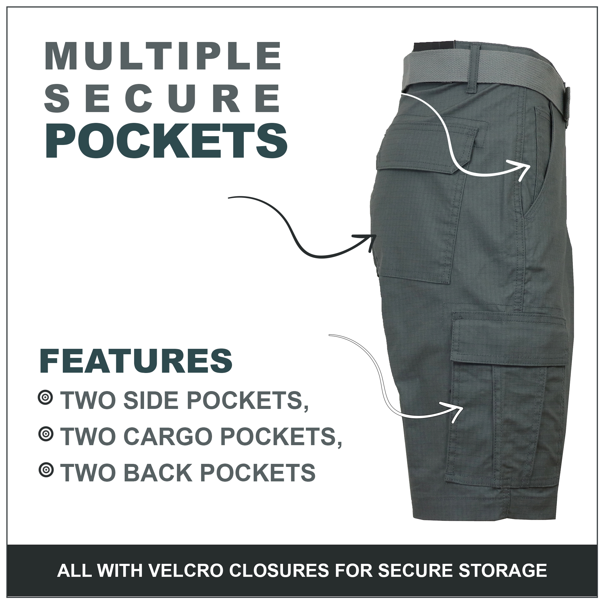 3Pk Asst Mens RipStop Cargo Shorts (32-42) - Gallery 19