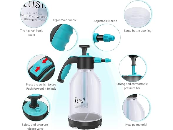 Itisll Manual Garden Sprayer 360 Degree