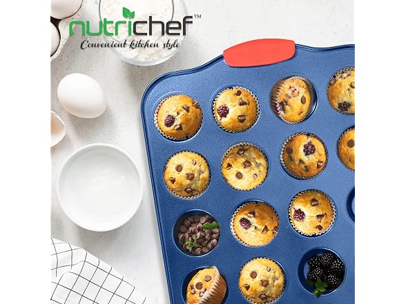 NutriChef 17” Nonstick Mini Muffin Pan Blue
